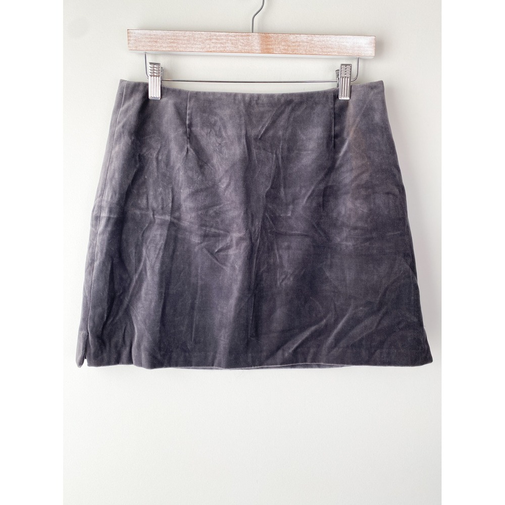 Vintage Womens Velvet Mini Skirt 10 Purple Grey Y2K Deadstock The Limited A Line
